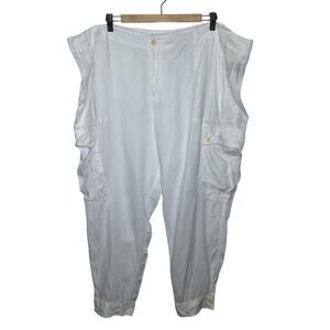 Lauren Ralph Lauren 100% Linen Pants Tapered Jodhpurs Cargo White 22W Jogger